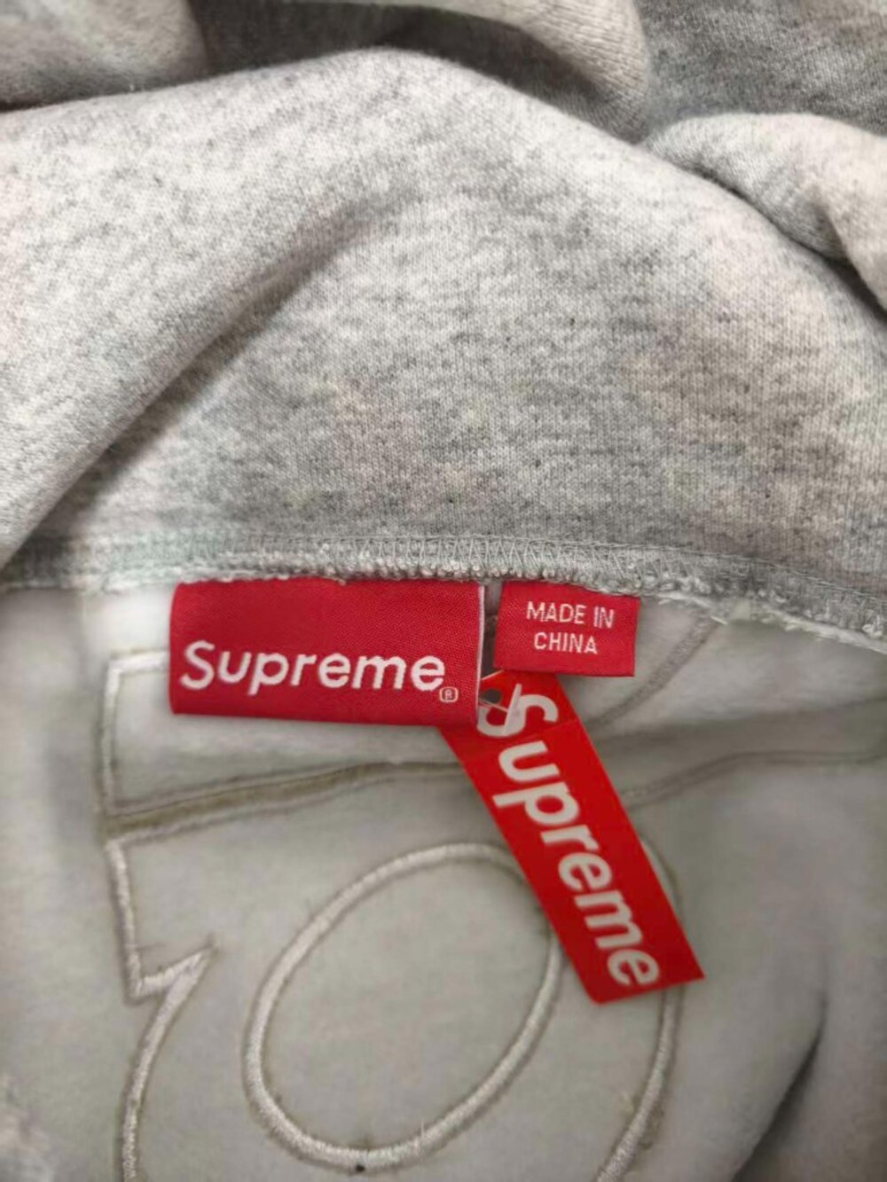 Supreme Grey Back Big Logo Hoodie Unisex Pullover Sweatshirt - Picture 8 of 8